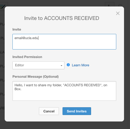 Box Invite to Accounts Received Screen
