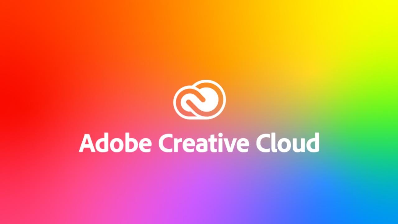 Adobe Creative Cloud logo over multicolored background